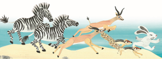Bibbo-laufende-Tiere Auszug-aus-dem-imagesbuch-Bibbo-Illustrationen-von-Riki-Jausz